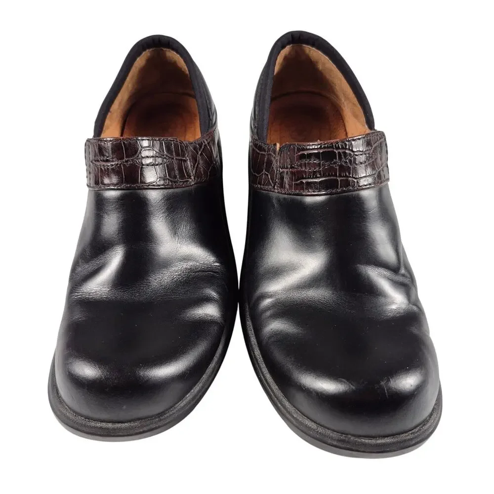Ariat Black Brown Leather Clogs Mules Shoes Women's 6 1/2 B